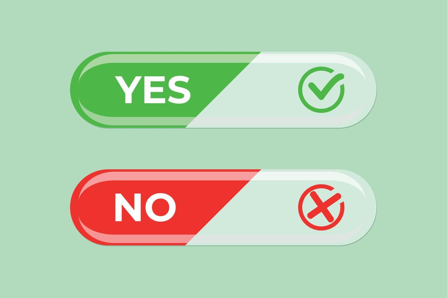 Yes And No button with check mark symbol vector