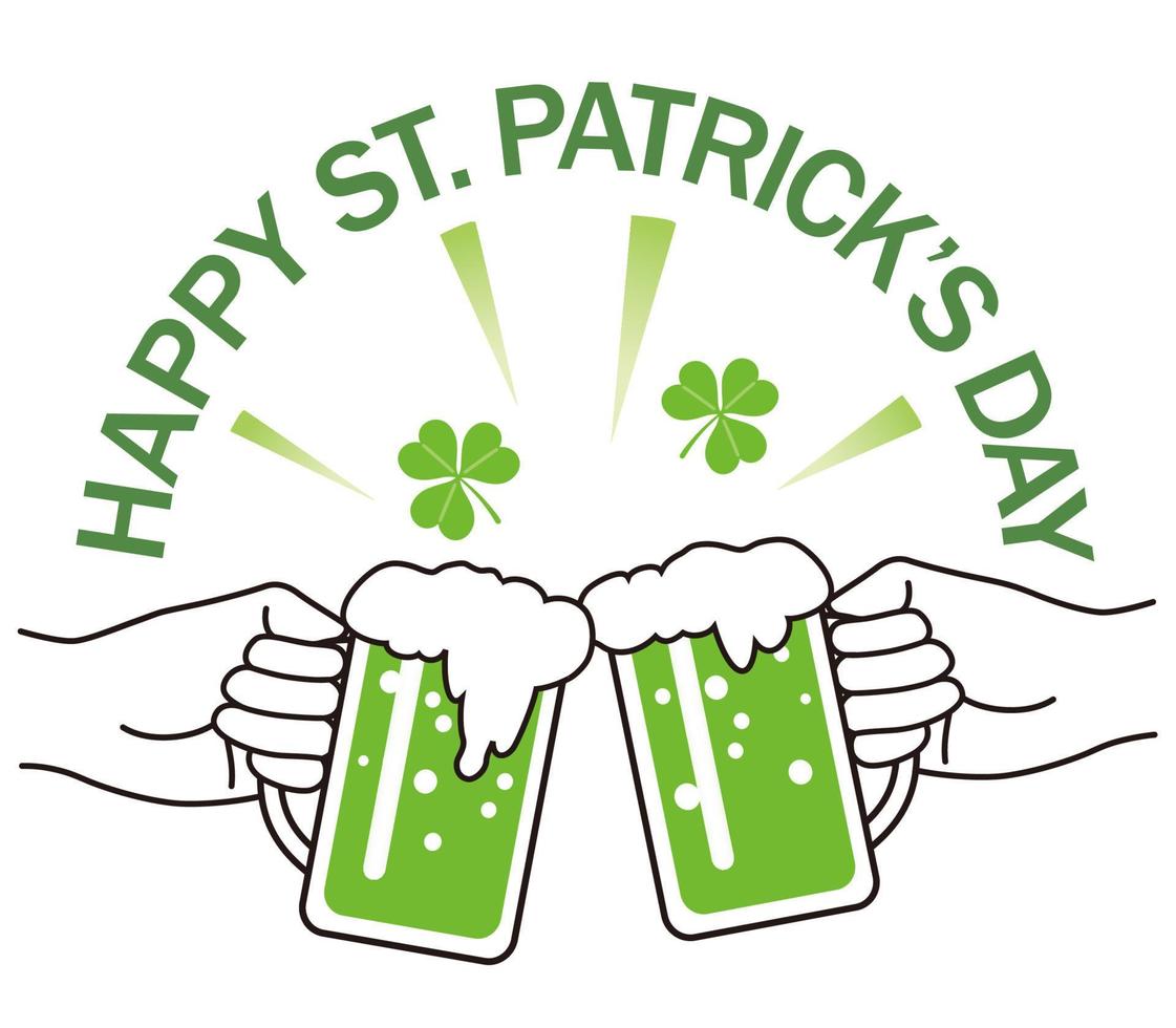 Vector St. Patricks Day Green Beer Mugs Illustration Isolated On A White Background.