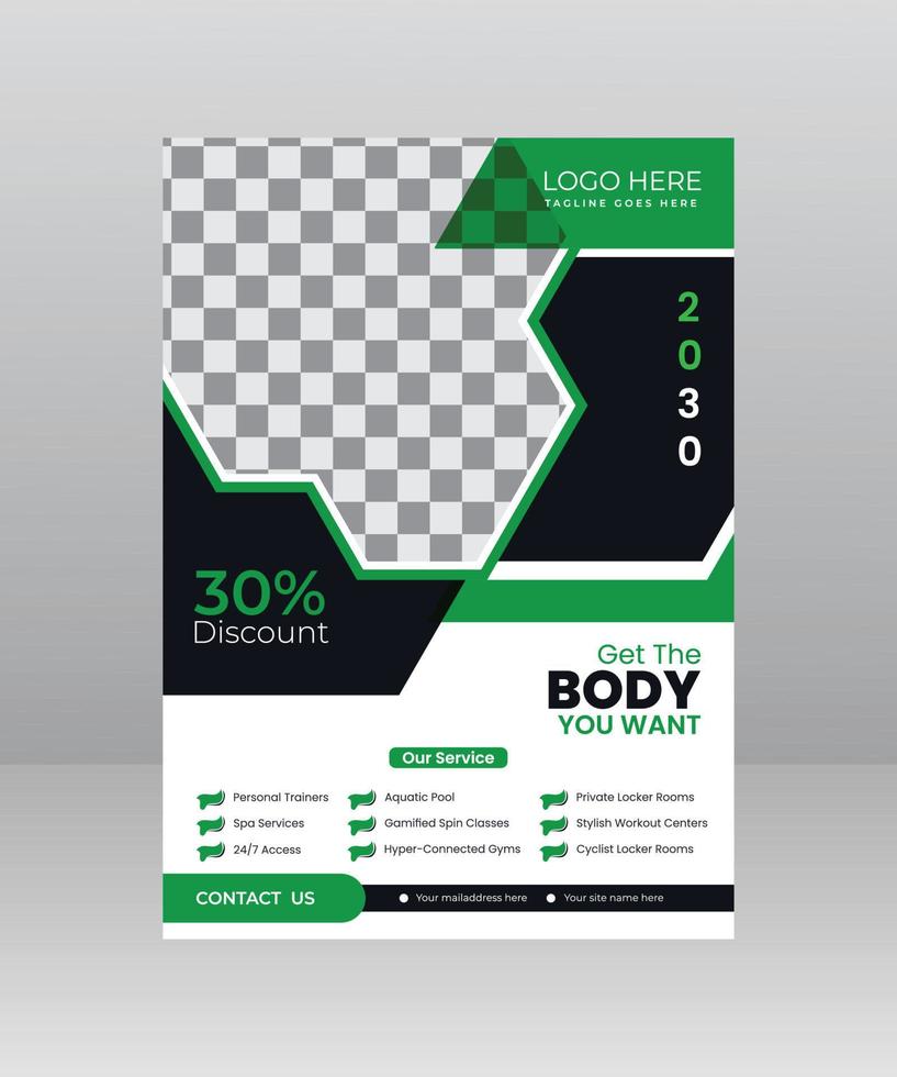 Fitness or Gym Flyer Template Design vector