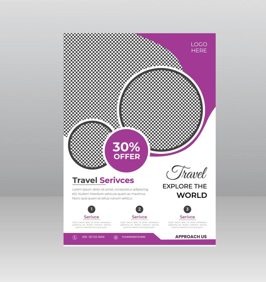 Tours or Travel Flyer Template Design vector
