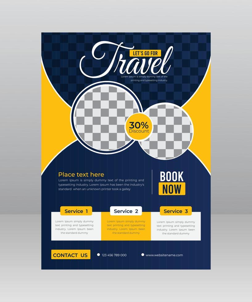 Tours or Travel Flyer Template Design vector