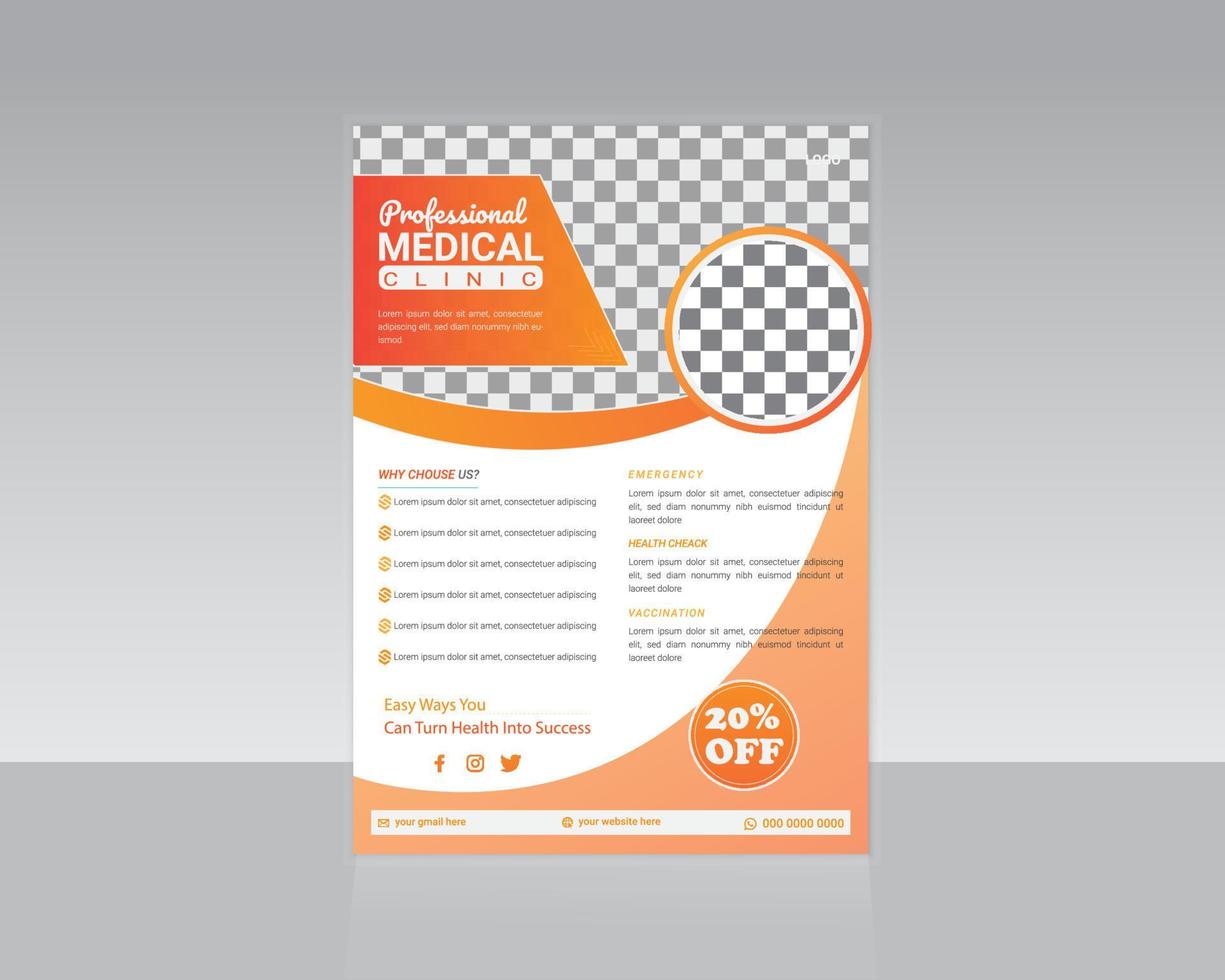 Medical or Healthcare Flyer Template Design vector