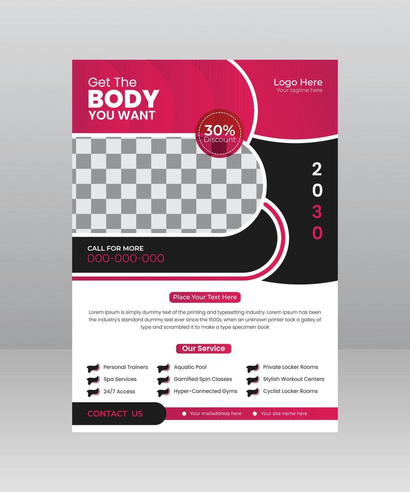 Fitness or Gym Flyer Template Design vector