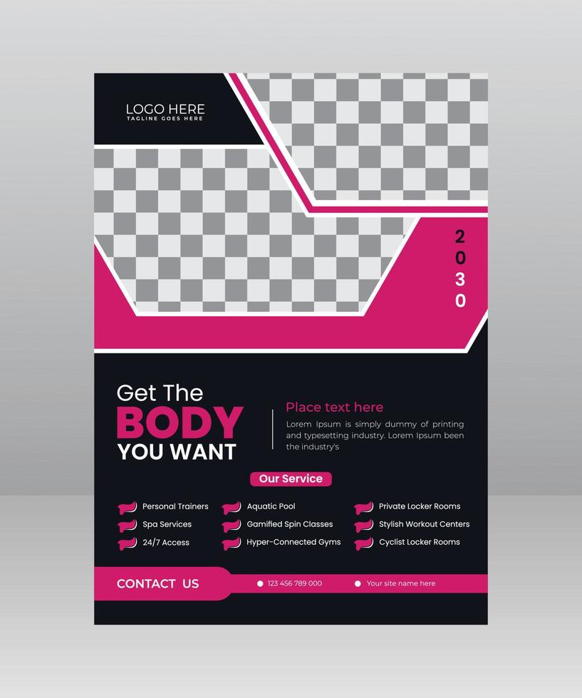 Gym And Fitness Flyer Template Design vector