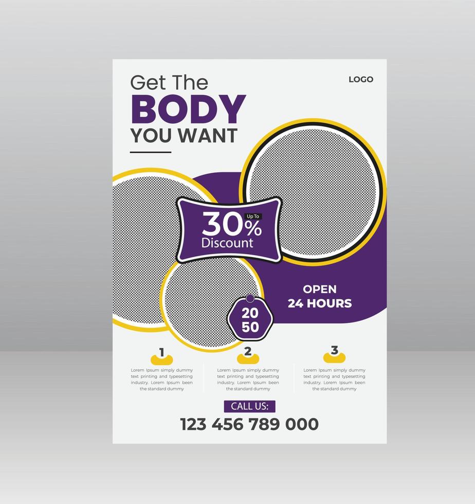 Gym And Fitness Flyer Template Design vector