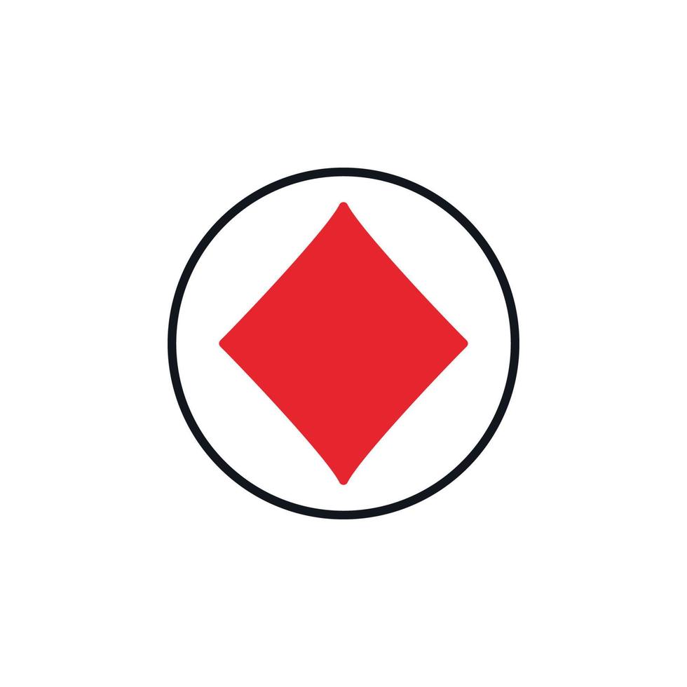 Diamonds Card Suit vector concept round red solid icon or symbol