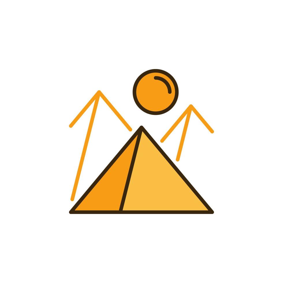 pirámides de egipto y sol vector icono de color de paisaje egipcio