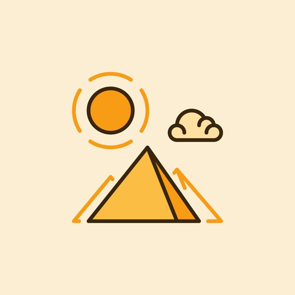 Egyptian Pyramids Landscape vector colored icon - Egypt Culture yellow symbol