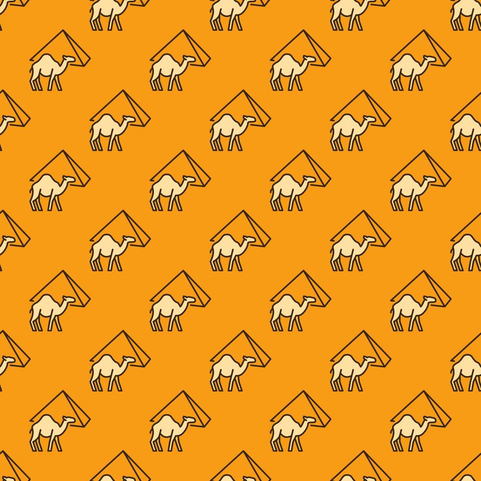 Camel in Egypt vector concept yellow geometric seamless pattern