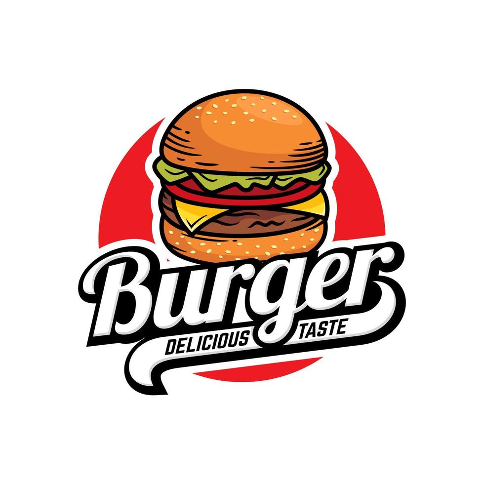 Hot Burgers Vector Logo Illustration. Modern burgers emblem. Vector art.