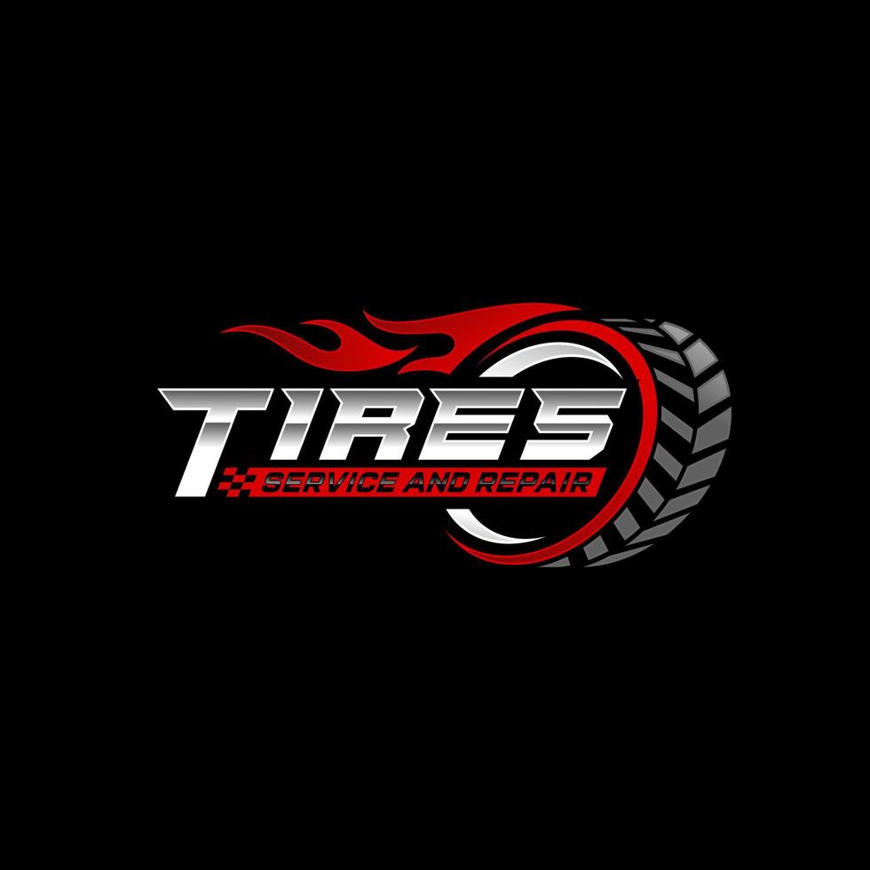 Car wheel in fire flame. tires vector logo design template.