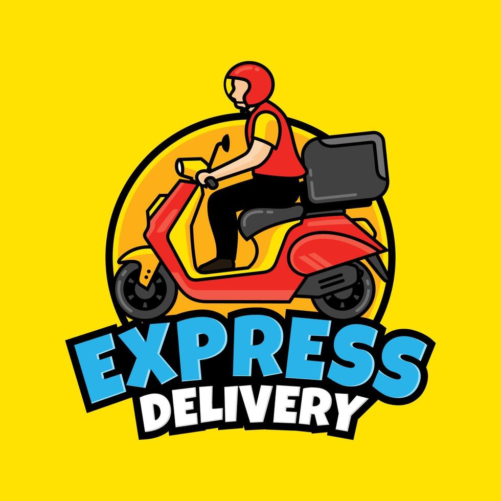 A man is riding a scooter. delivery logo vector template