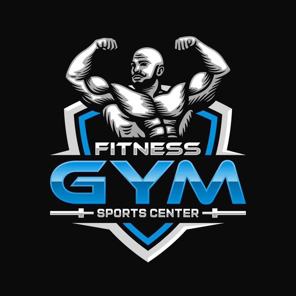 Bodybuilding emblem and Gym Logo Design Vector Template