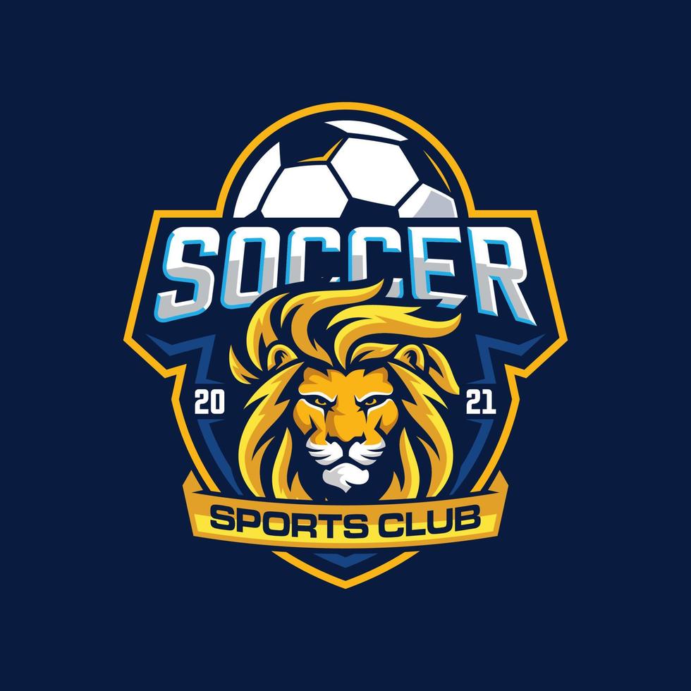 plantilla de diseño de insignia de equipo de fútbol de deporte de león vector