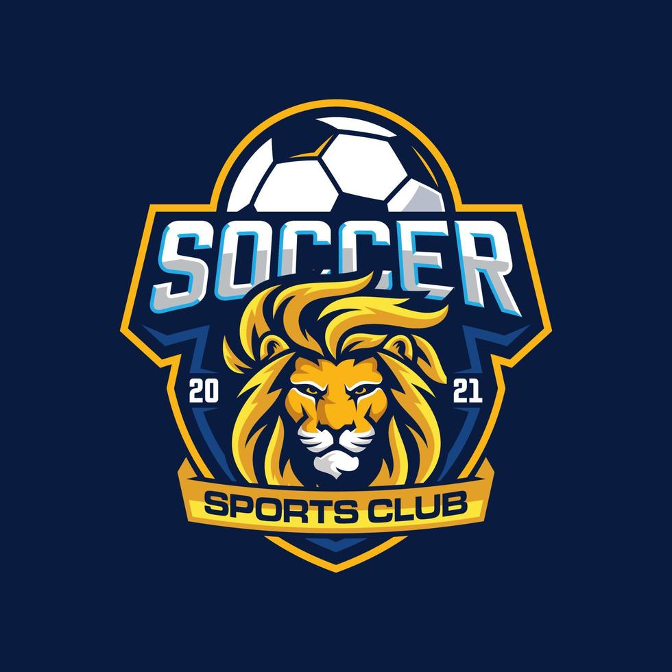 Lion Sport Football Team Badge Design Template vector