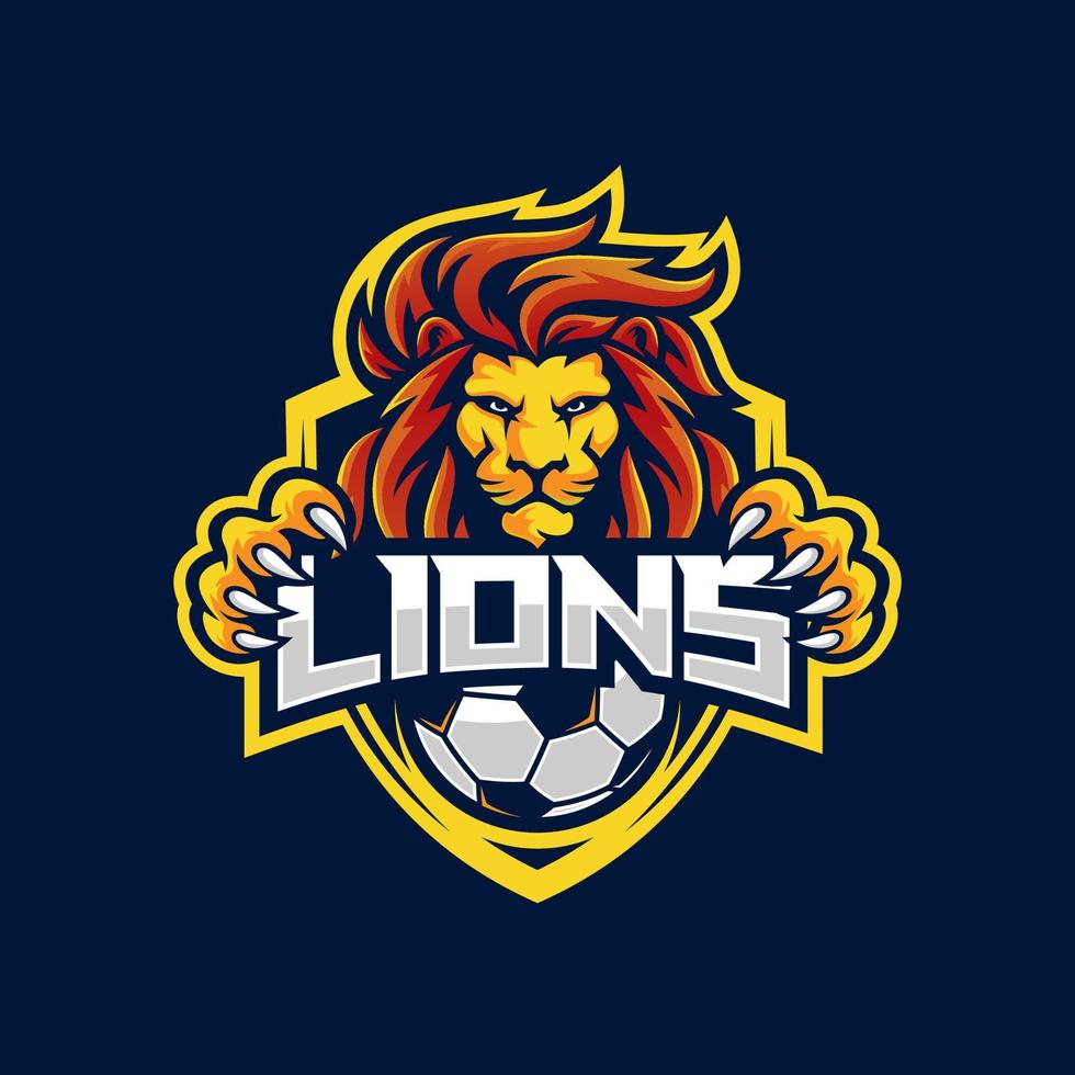 Lion Sport Football Team Badge Design Template vector