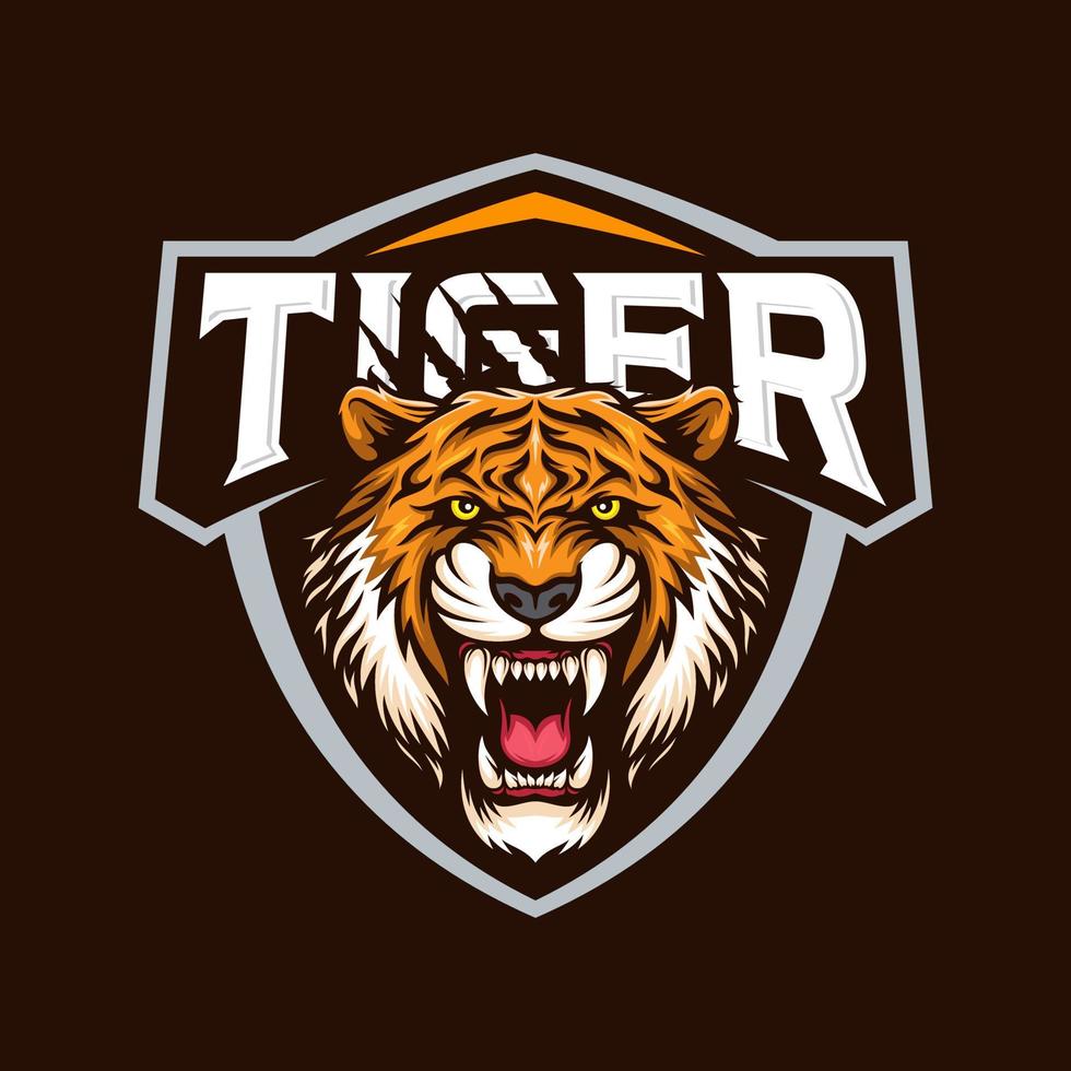 Roaring tiger logo design vector illustration