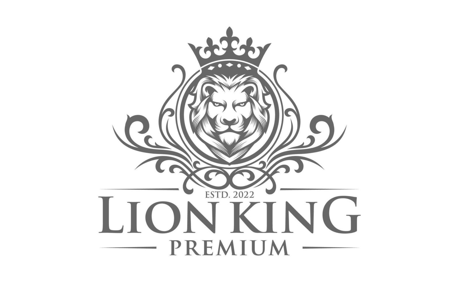 símbolos de la corona del rey real león. elegante logotipo de animal leo dorado. icono de identidad de marca de lujo premium. ilustración vectorial vector