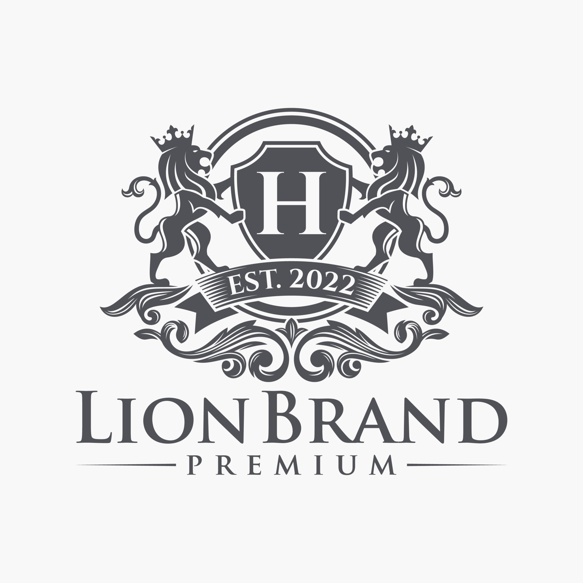 Premium Vector  Heraldry lion brand logo design vector template