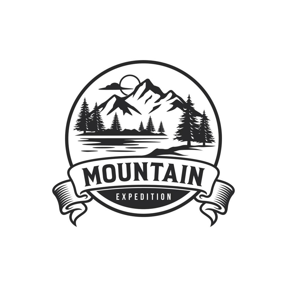 Vintage mountain logo design template vector