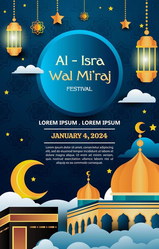 cartel de al isra wal mi'raj vector