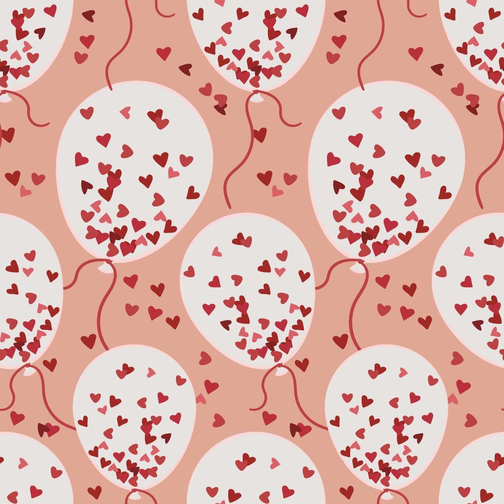 A pattern of white balloons with hearts. Frosted balls with hearts. Background for printing on textiles and paper. Gift wrapping for Valentine's Day. gift wrapping in the theme of Valentine's day vector