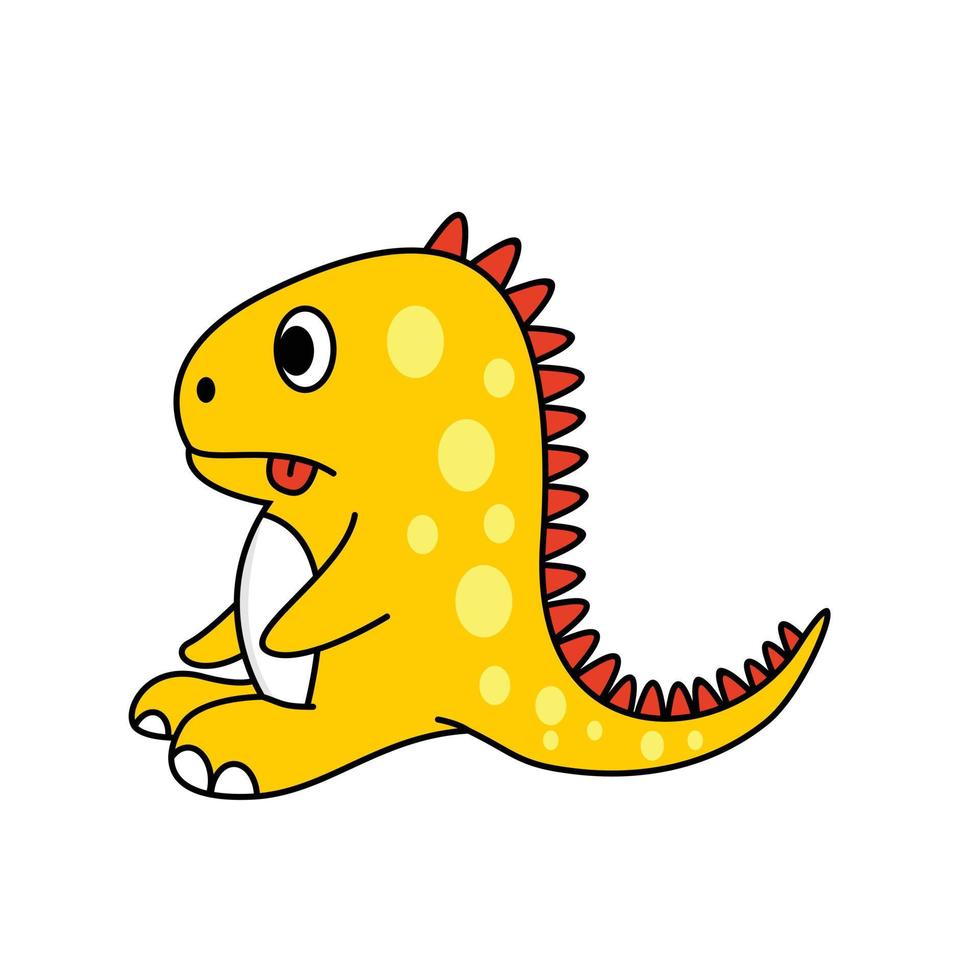 lindo dinosaurio sentado ilustración diseño de logotipo vector