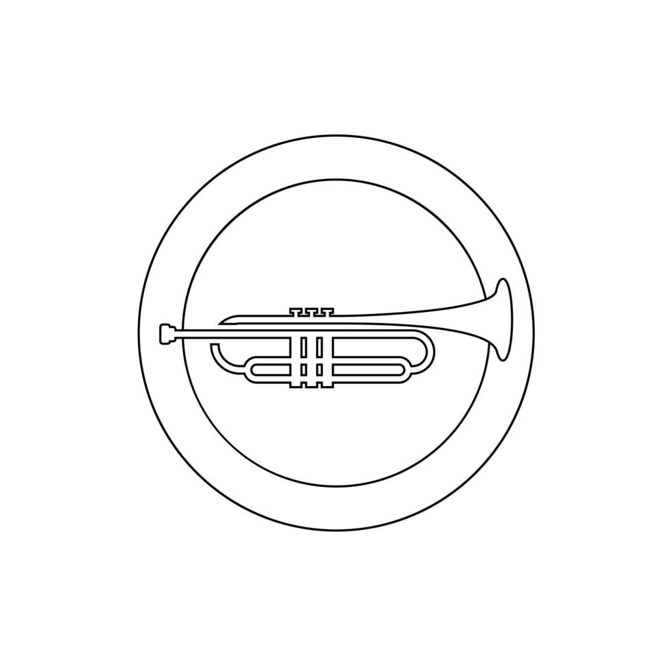 vector de diseño de logotipo de silueta de instrumento de música de jazz de trompeta