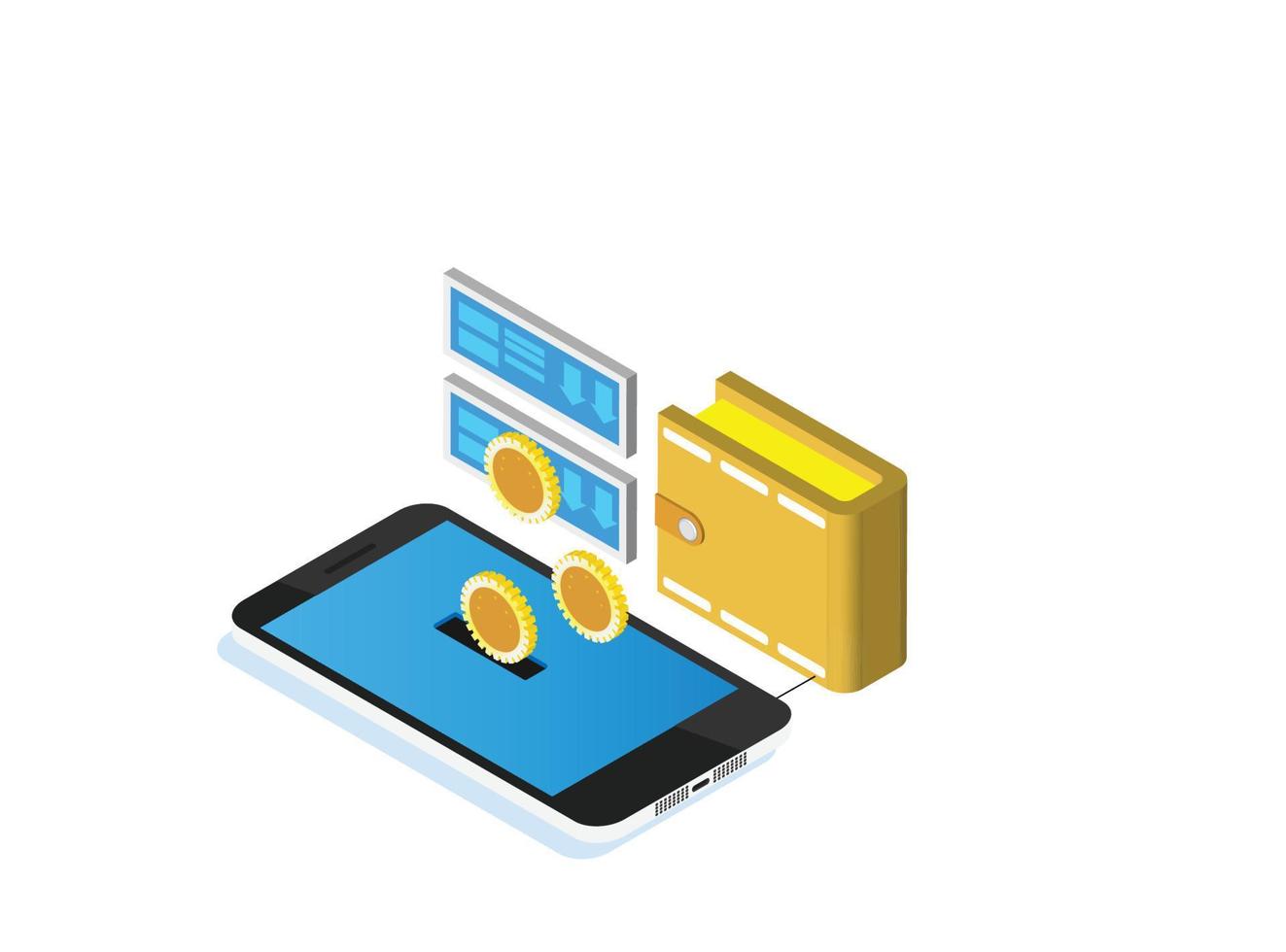 Wallet isometric icon isolated. Created For Mobile, Web, Print Products, Applications. Vector illustration. Suitable for Diagrams, Infographics, Game Asset, And Other Graphic Related Assets