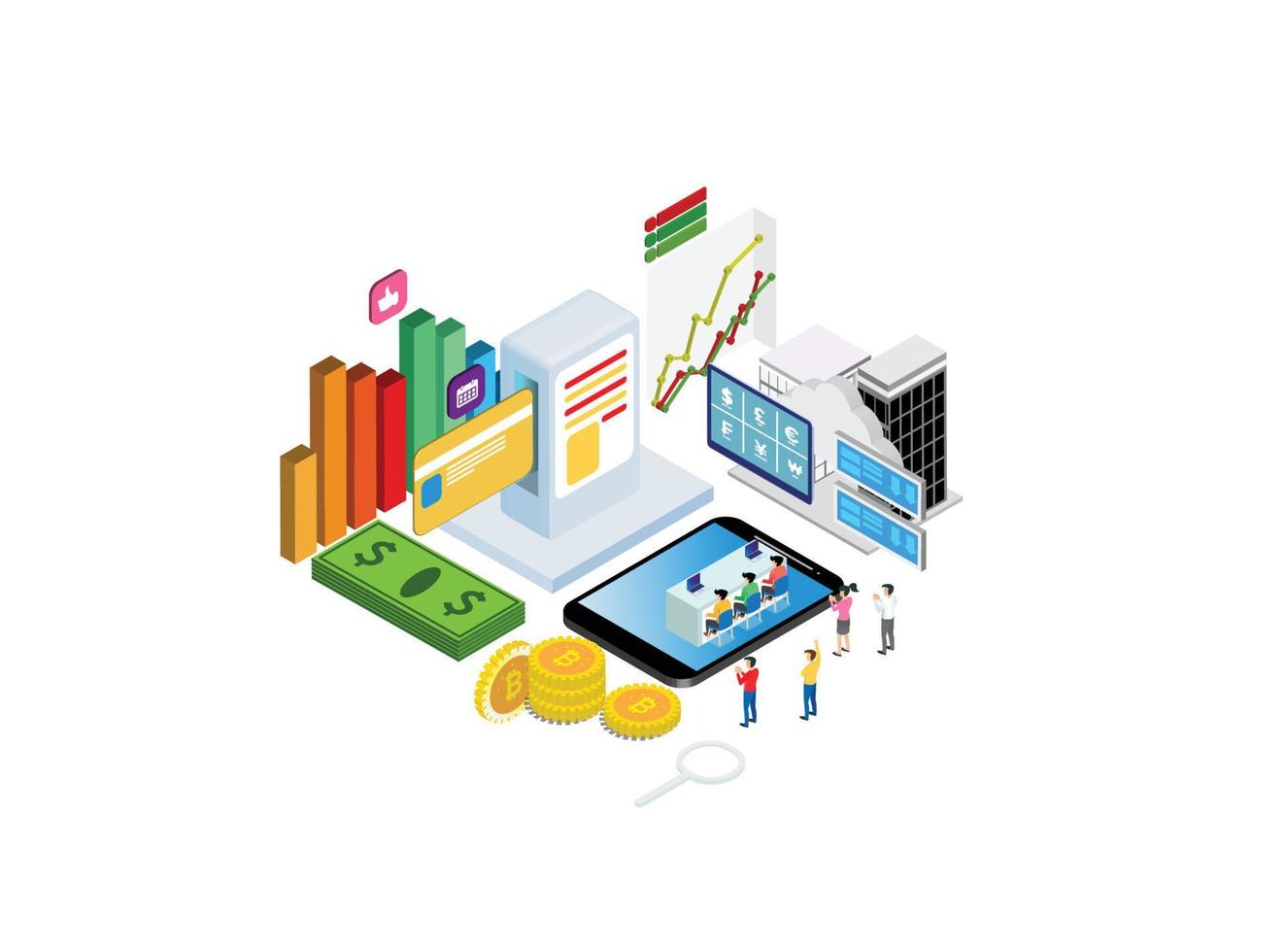 Modern Isometric Business To Business Illustration, Web Banners, Suitable for Diagrams, Infographics, Book Illustration, Game Asset, And Other Graphic Related Assets vector