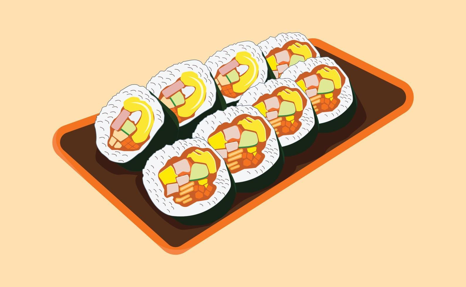 comida coreana kimbab vector