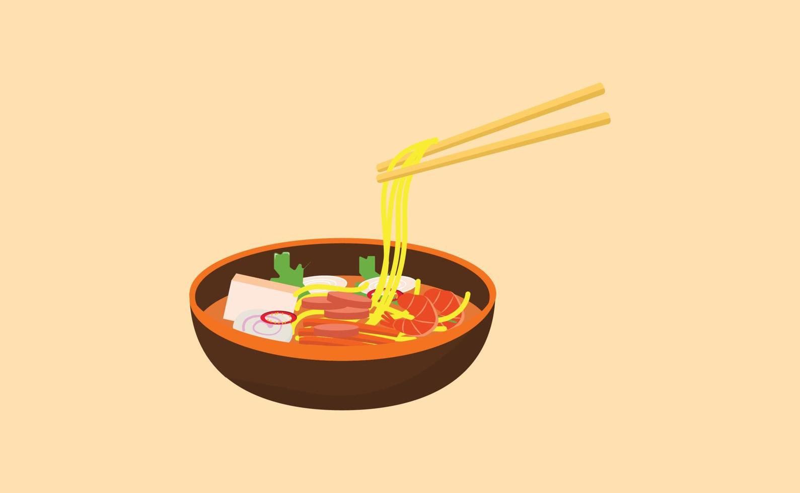 korean noodle food vector