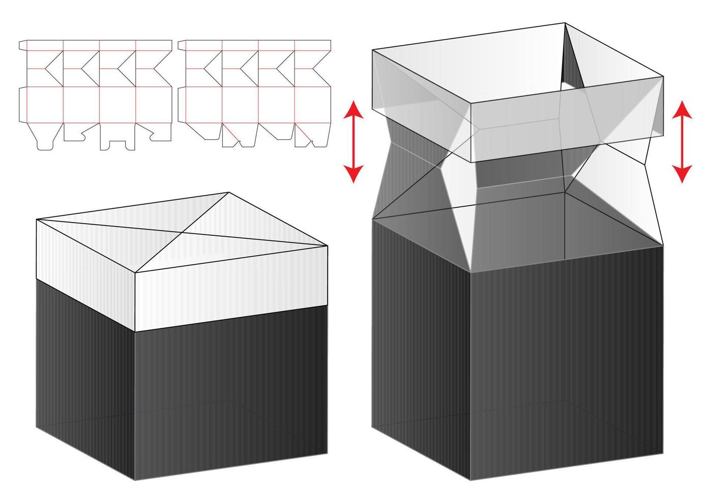 diseño de plantilla troquelada de embalaje de caja. Maqueta 3d vector