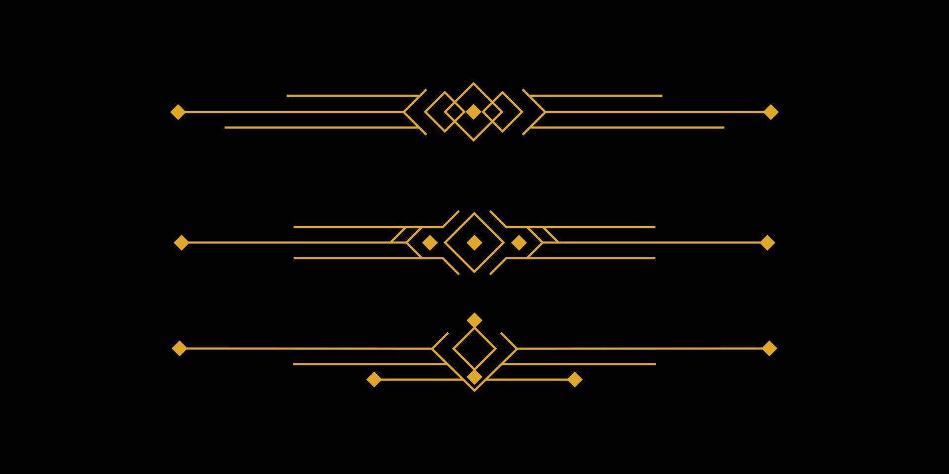 Golden art deco for decoration and design element. Set of luxury line art ornament design vector