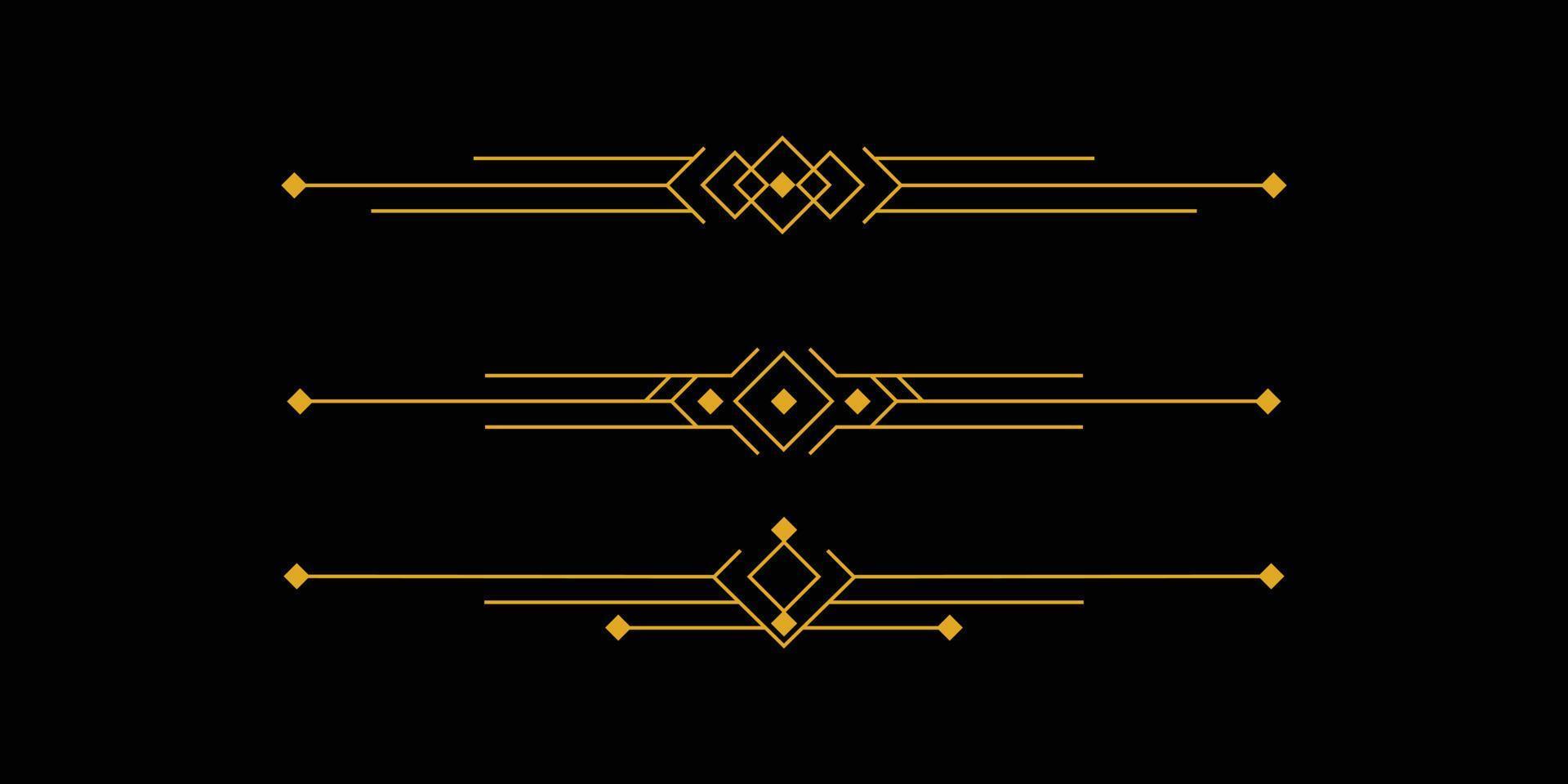 Golden art deco for decoration and design element. Set of luxury line art ornament design vector