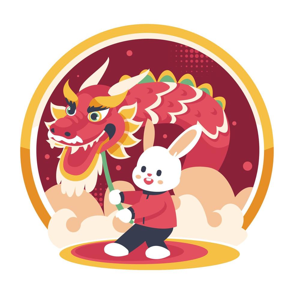 Cute Rabbit Celebrating Chinese New Year Concept vector