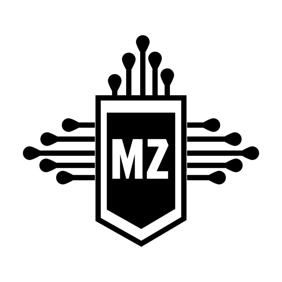 mz letter logo design.mz creative initial mz letter logo design . concepto de logotipo de letra de iniciales creativas mz. vector