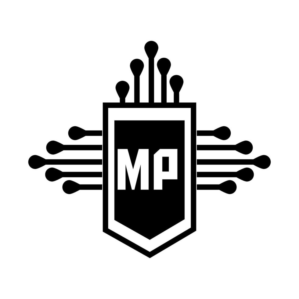 diseño del logotipo de la letra mp.mp diseño creativo inicial del logotipo de la letra mp. mp concepto creativo del logotipo de la letra de las iniciales. vector