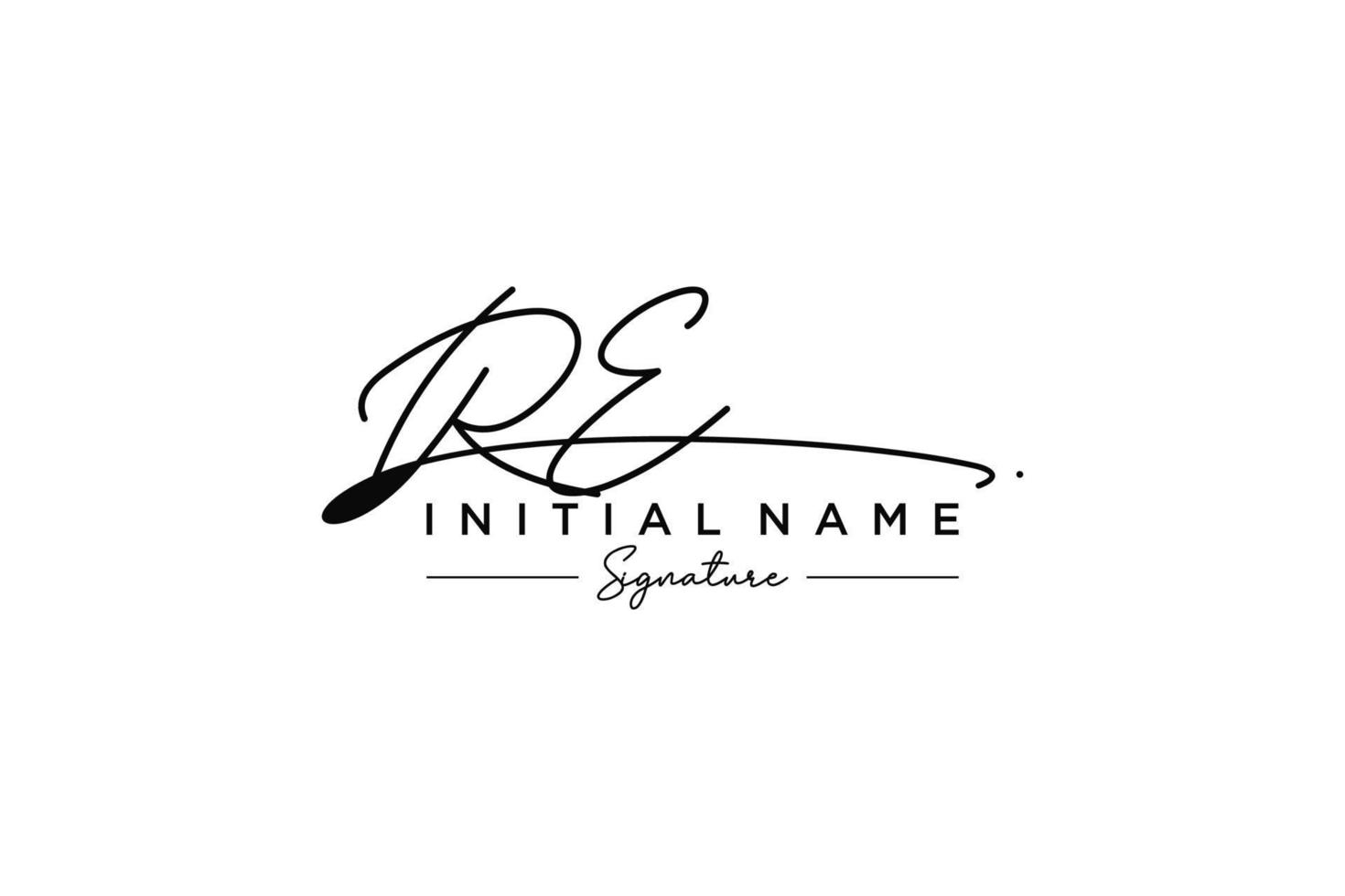 Initial RE signature logo template vector. Hand drawn Calligraphy lettering Vector illustration.