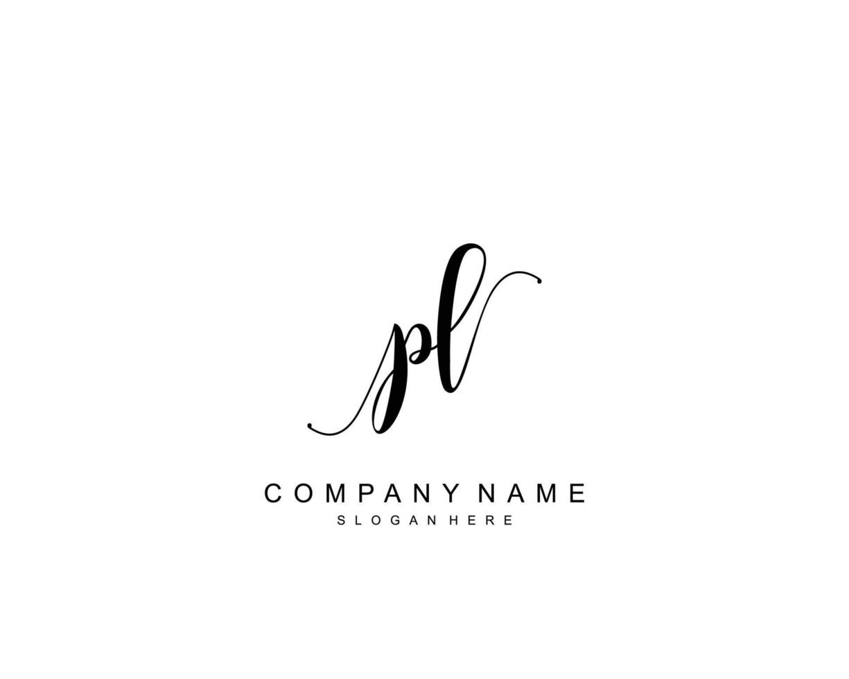 Initial PL beauty monogram and elegant logo design, handwriting logo of initial signature, wedding, fashion, floral and botanical with creative template. vector