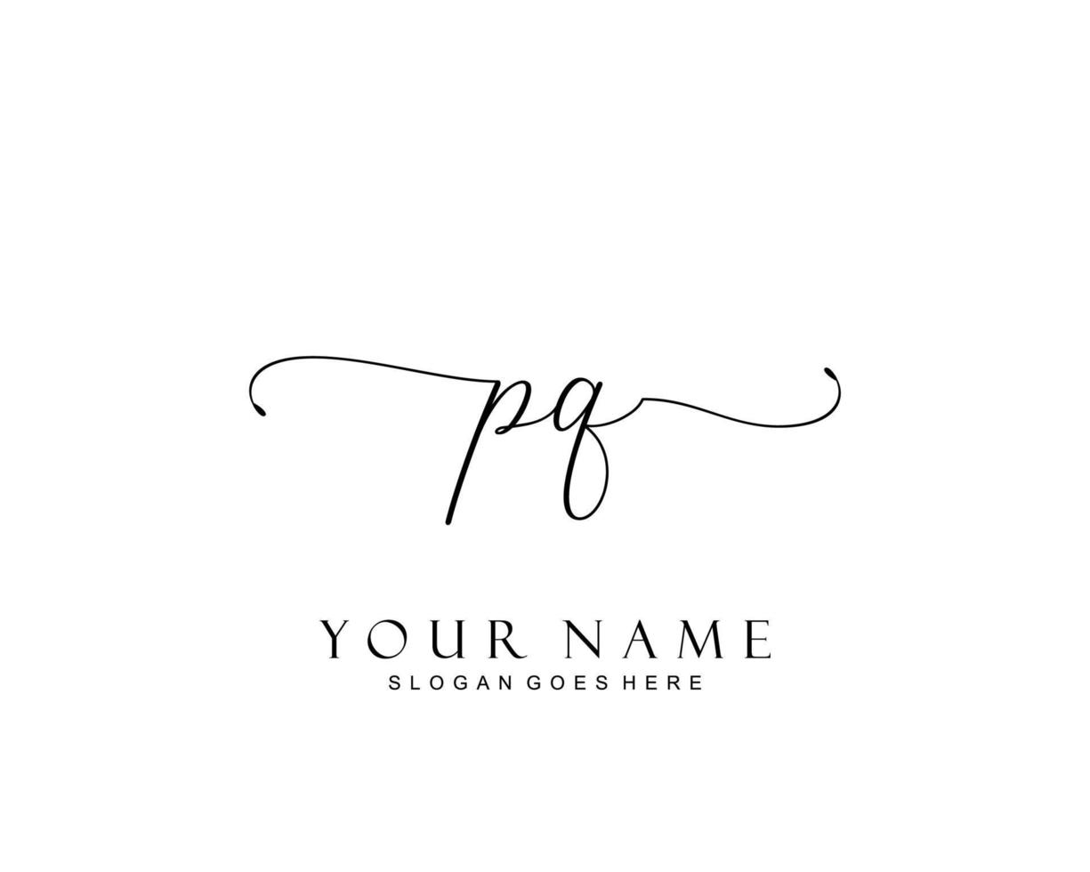 Initial PQ beauty monogram and elegant logo design, handwriting logo of initial signature, wedding, fashion, floral and botanical with creative template. vector