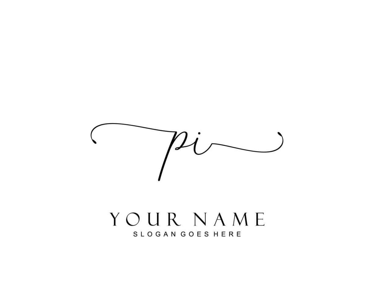 Initial PI beauty monogram and elegant logo design, handwriting logo of initial signature, wedding, fashion, floral and botanical with creative template. vector