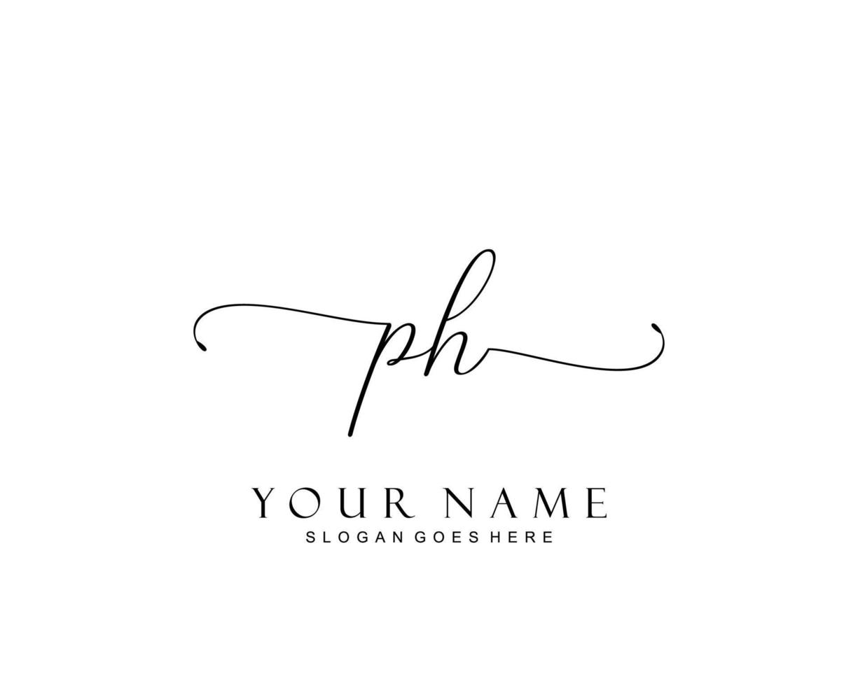 Initial PH beauty monogram and elegant logo design, handwriting logo of initial signature, wedding, fashion, floral and botanical with creative template. vector