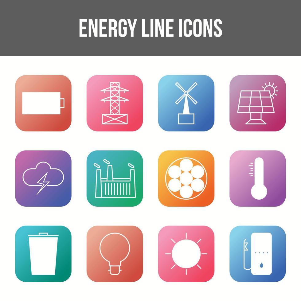 Unique energy vector line icon set