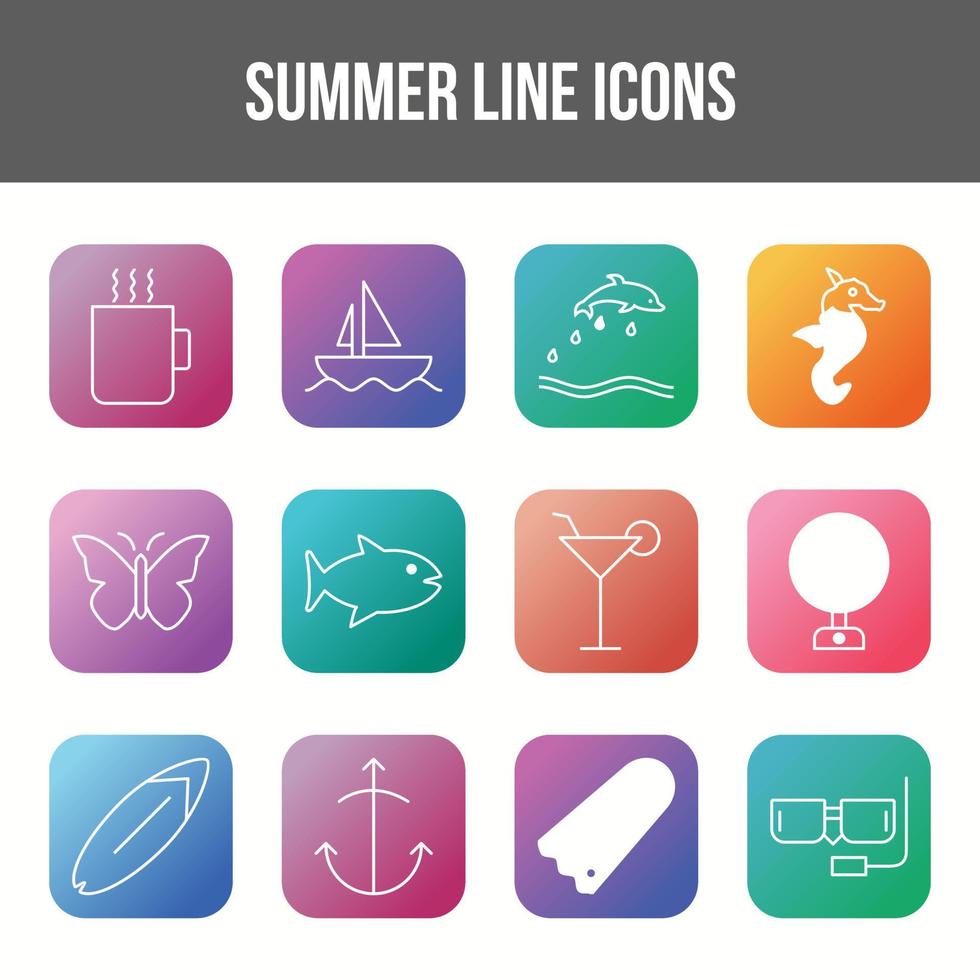 Unique summer vector line icon set