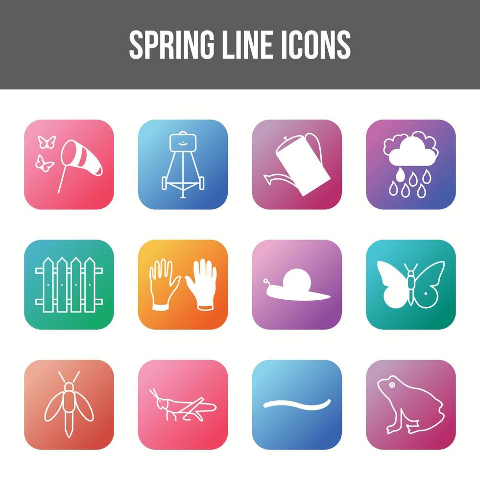 Unique spring vector line icon set