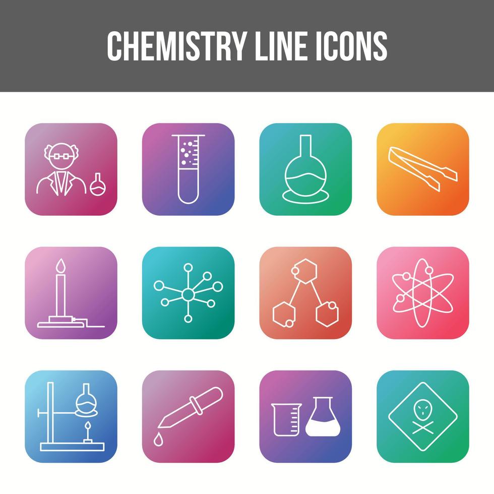 conjunto de iconos de línea de vector de química única