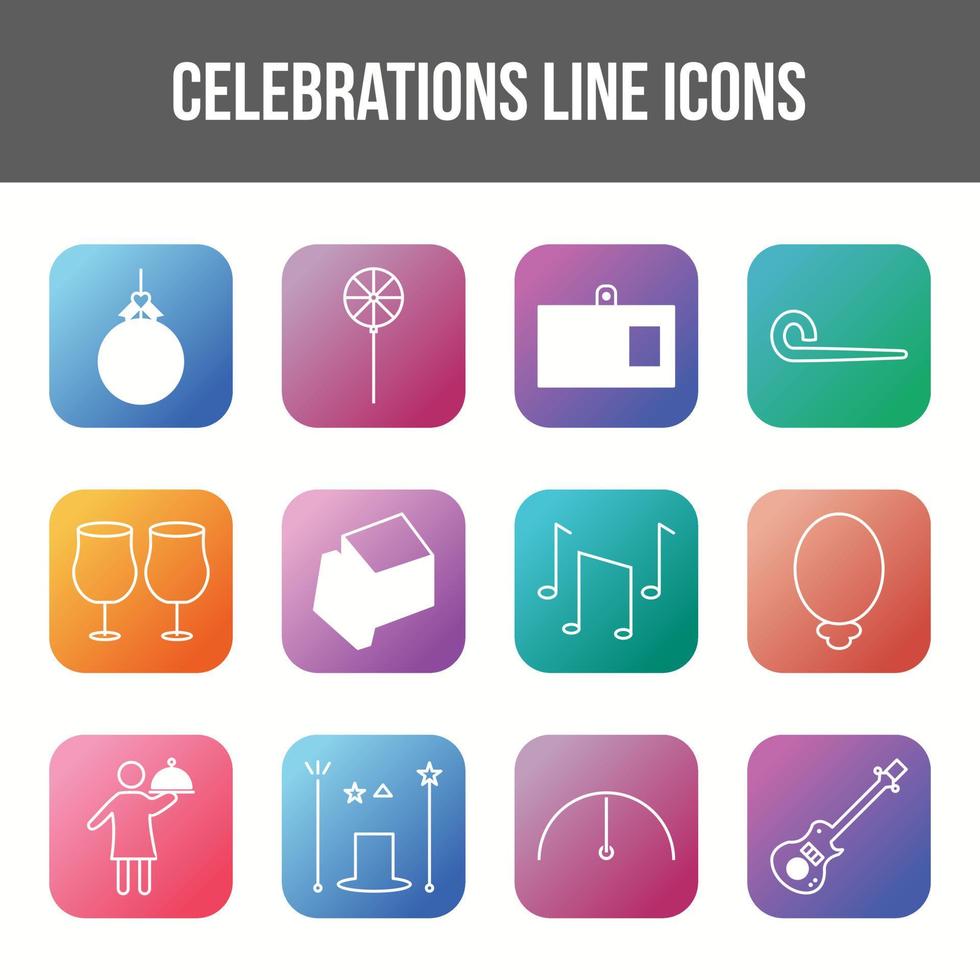 Unique celebration vector line icon set