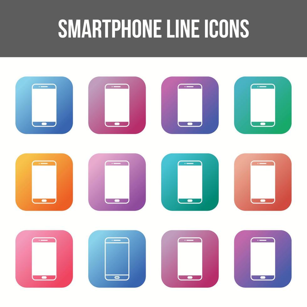 conjunto de iconos de línea de vector de teléfono inteligente único