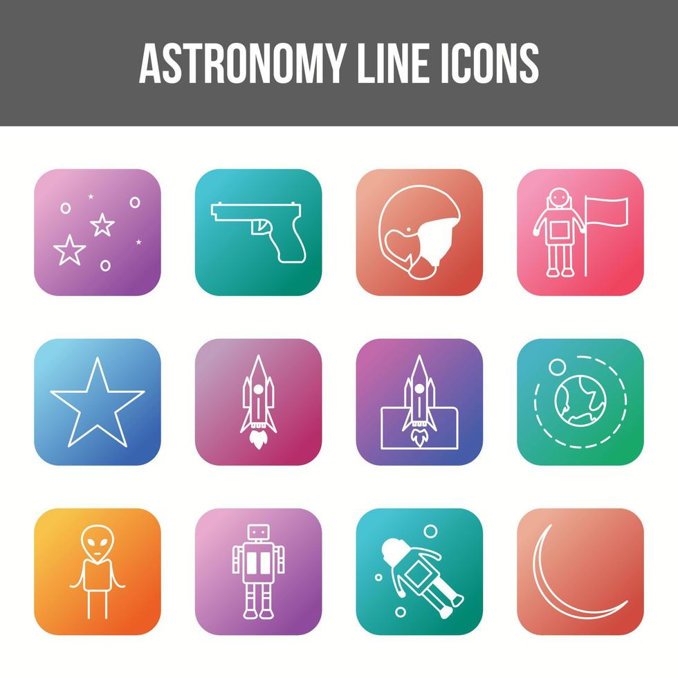 conjunto de iconos de línea de vector de astronomía único